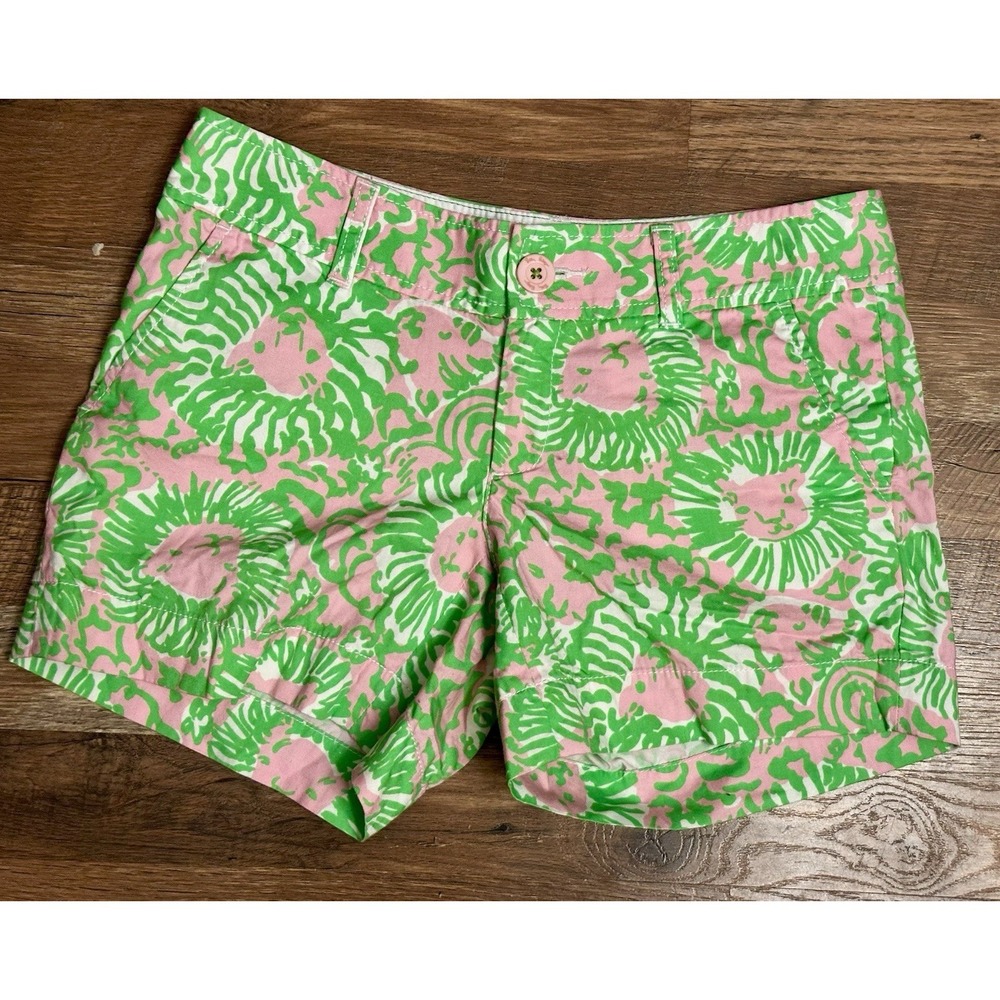 Lilly Pulitzer The Callahan Short Women's 0 Sunnyside Lion Floral Green Pink
